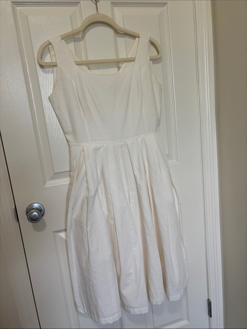 White Sleeveless Fit-and-Flare Dress